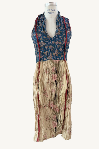 sleeveless dress - multi print silk