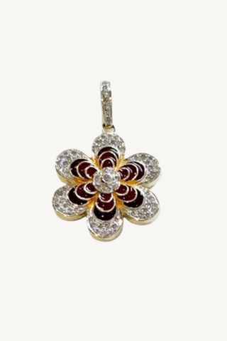diamond and red flower pendant
