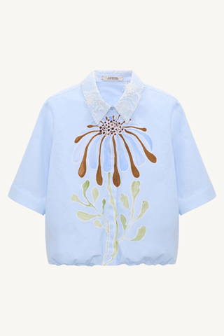 floral power blouse -dream flower blue