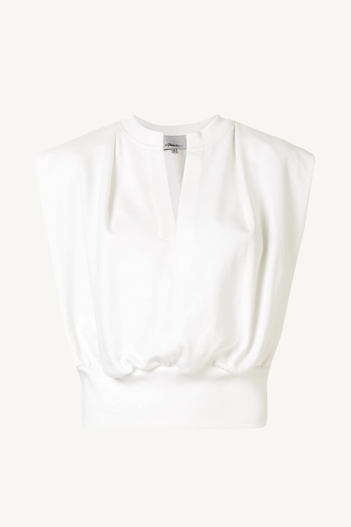 sleeveless french terry top - white