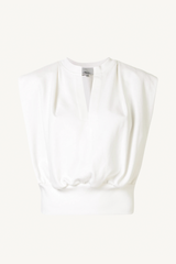 sleeveless french terry top - white