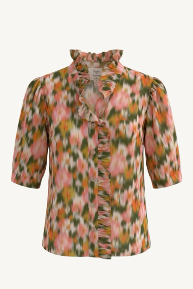 frilled buttondown - garden floral