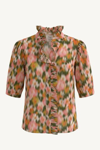 frilled buttondown - garden floral