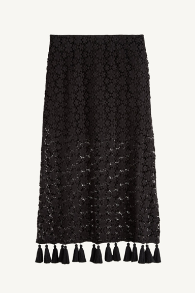 valeska tassel column skirt - black