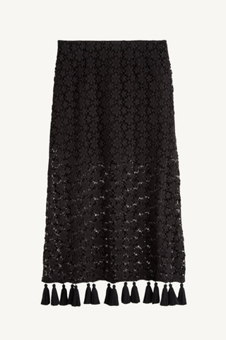 valeska tassel column skirt - black