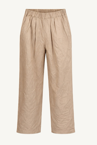 relaxed fit elastic pants - froisse beige