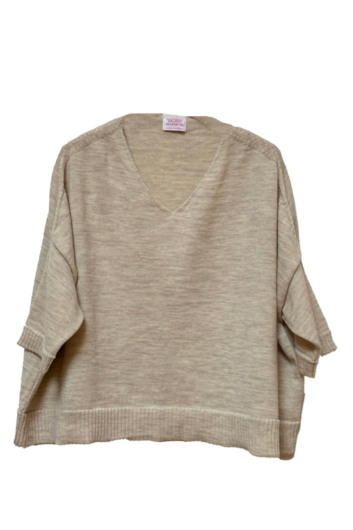 easy v neck sweater - wool knit cream