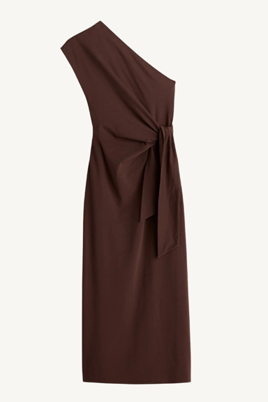 georgie one shoulder maxi - chocolate