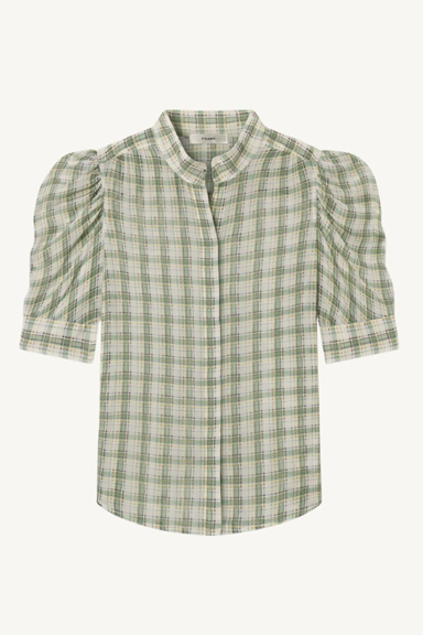gillian top - jade green plaid