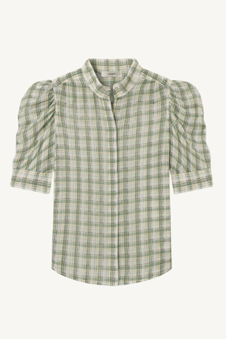 gillian top - jade green plaid
