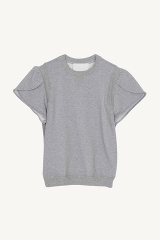 tulip sleeve french terry top - grey