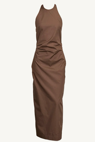 poplin halter dress - chocolate