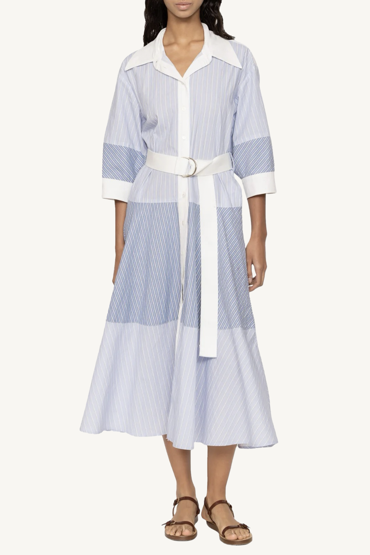 helmi striped shirting dress - blue