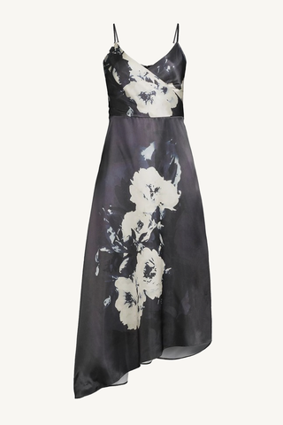 floral asymmetric dress - black floral