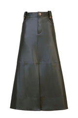 hudie skirt - deep army vegan leather