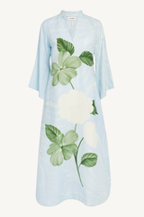 floral tunic dress - ice blue and emerald