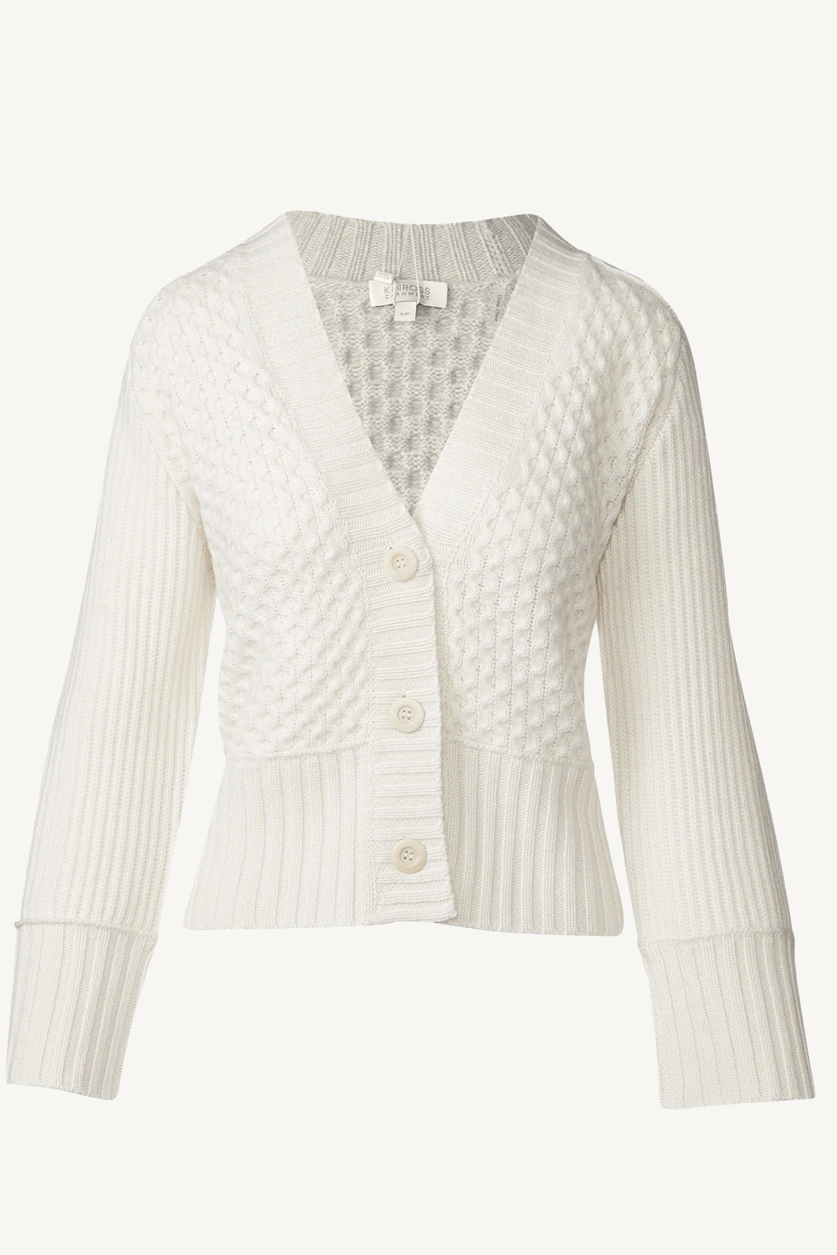 luxe mixed stitch cardigan sweater - pearl