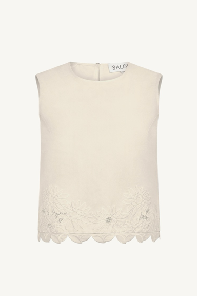 beth cotton top - light cream embroidered