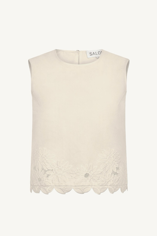 beth cotton top - light cream embroidered