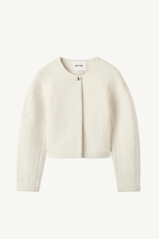 boucle blazer - feather white