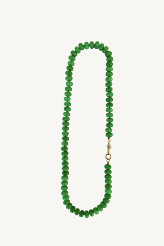 beaded jade necklace with gold clasp
