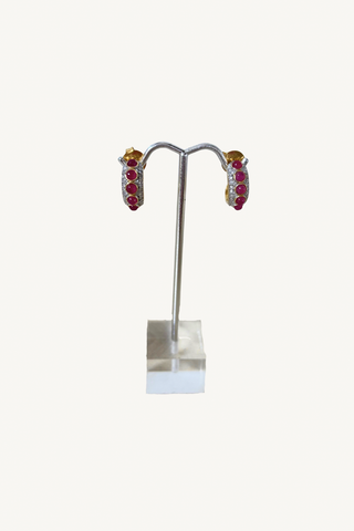 pink jade and diamond hug earrings