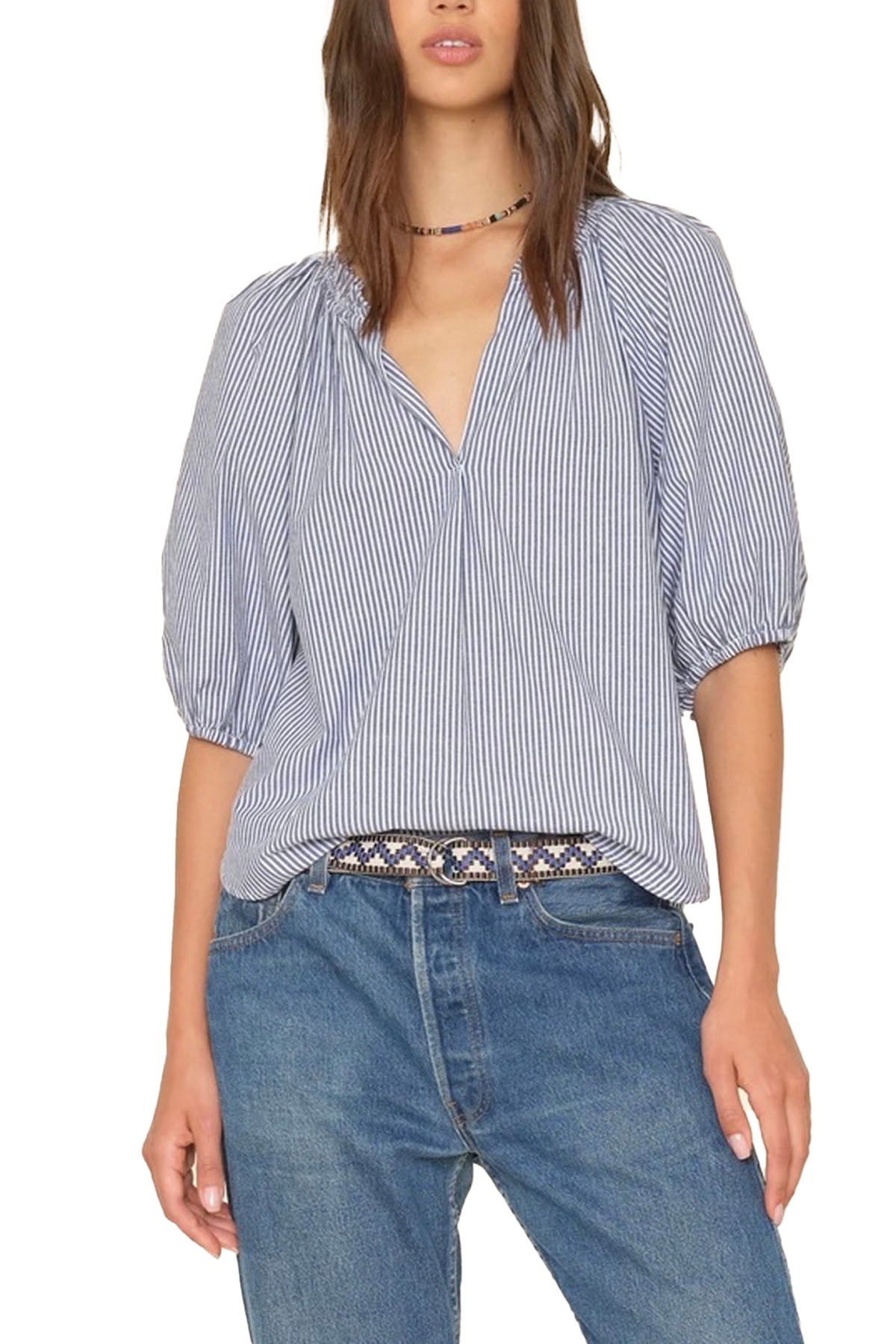 jules top - blue ink stripe