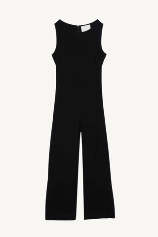 boat neck slvls jumpsuit - black