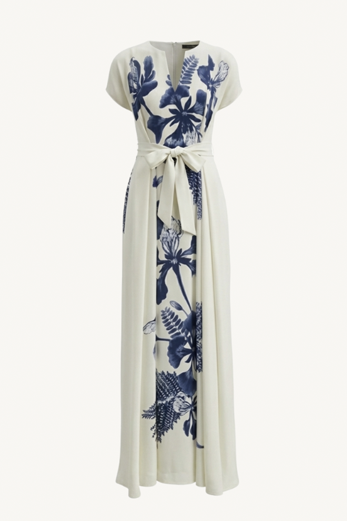 gulmohar tie-up kaftan - ivory and navy panel