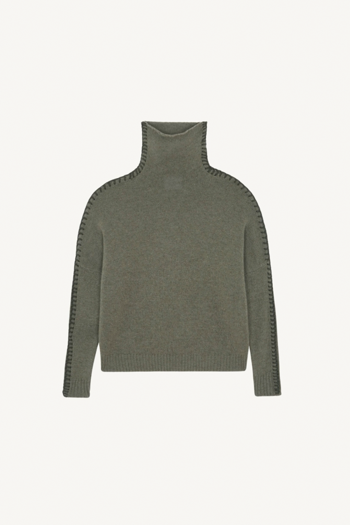 thea turtleneck sweater - kaki chine