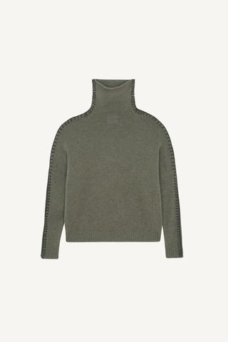 thea turtleneck sweater - kaki chine