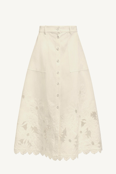 kali c skirt - light cream embroidered