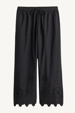embroidered kari pull on pant - black