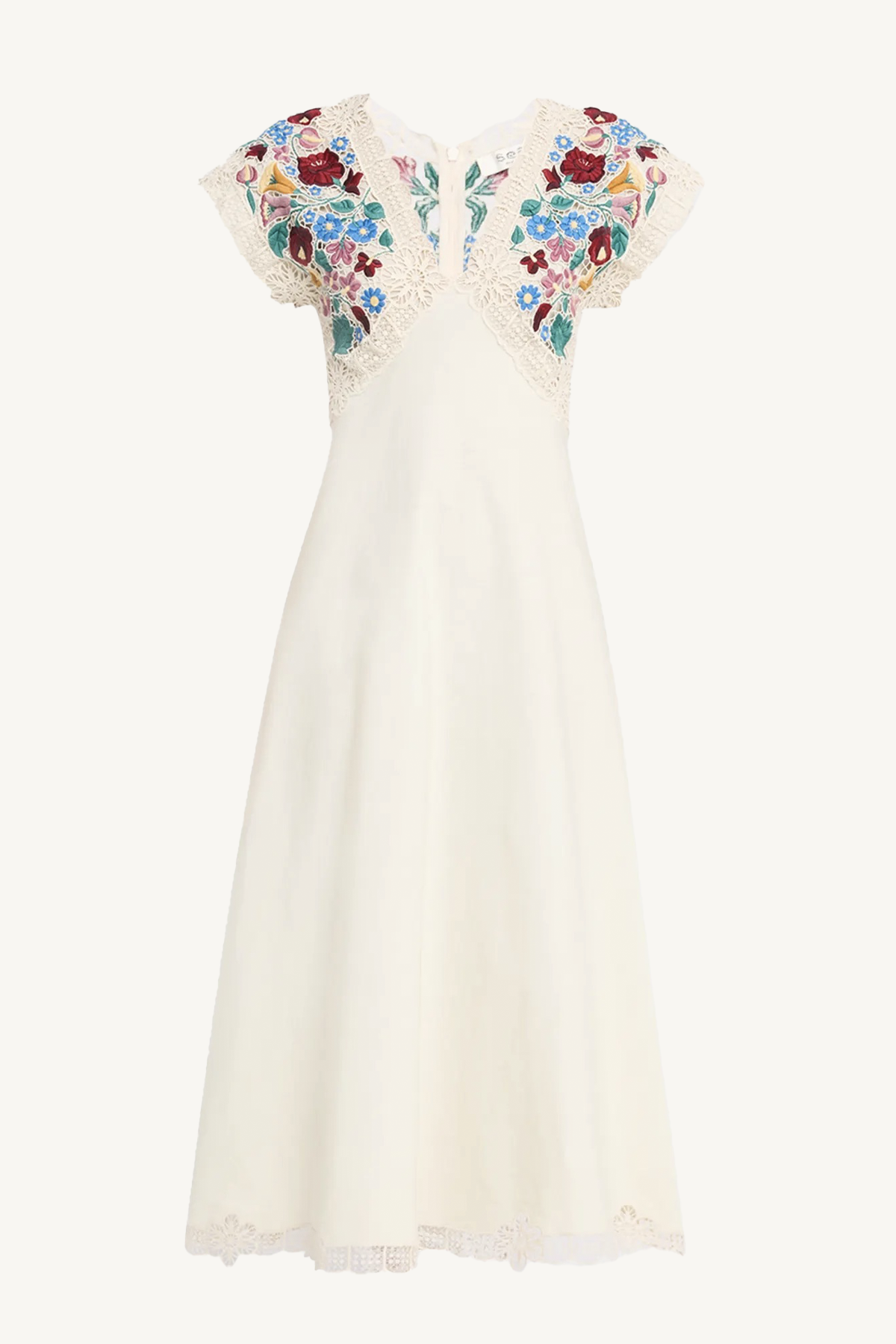 katharine embroidery v-neck dress - multi