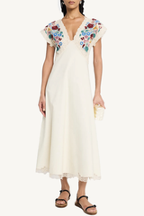 katharine embroidery v-neck dress - multi