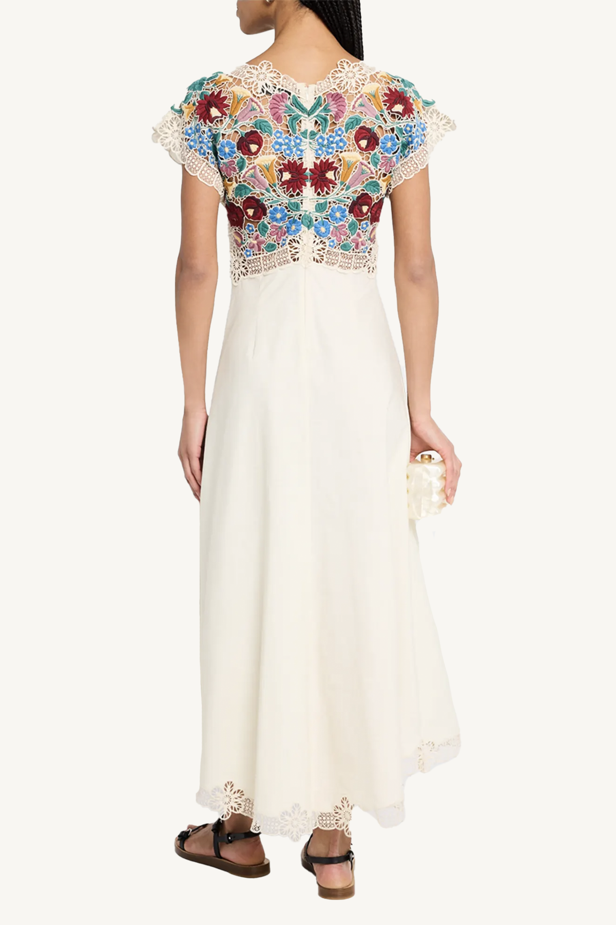 katharine embroidery v-neck dress - multi