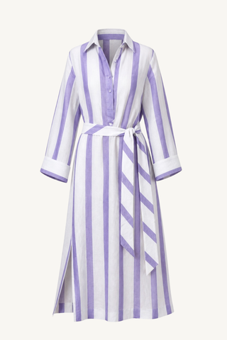 kurta dress - ivory and lilac stripe