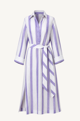 kurta dress - ivory and lilac stripe