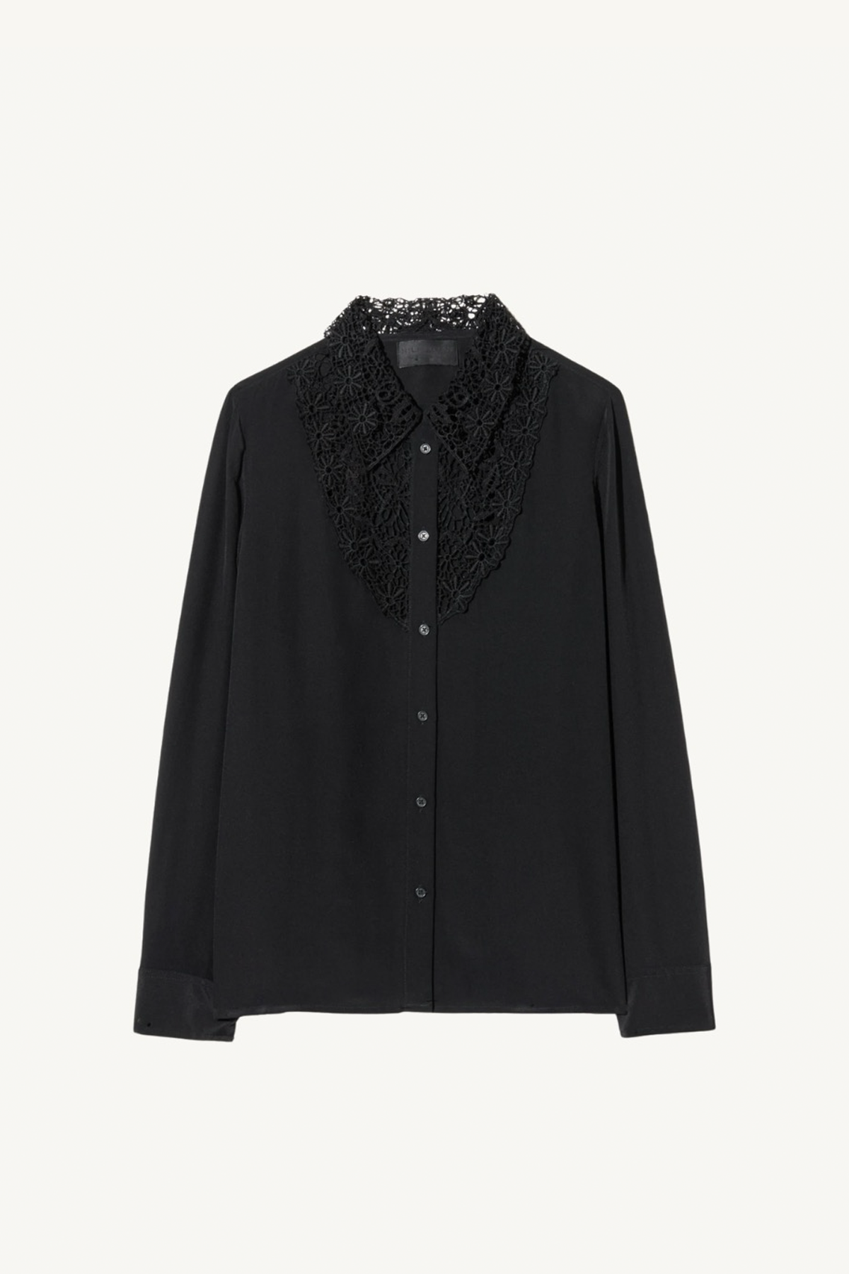 zola lace silk shirt - black