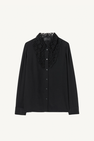 zola lace silk shirt - black