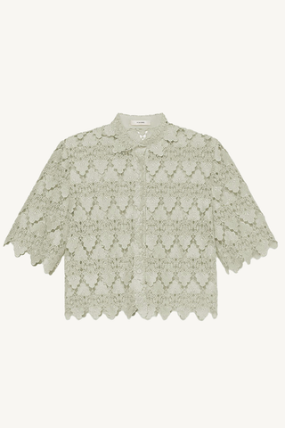 lace button up shirt - soft mint
