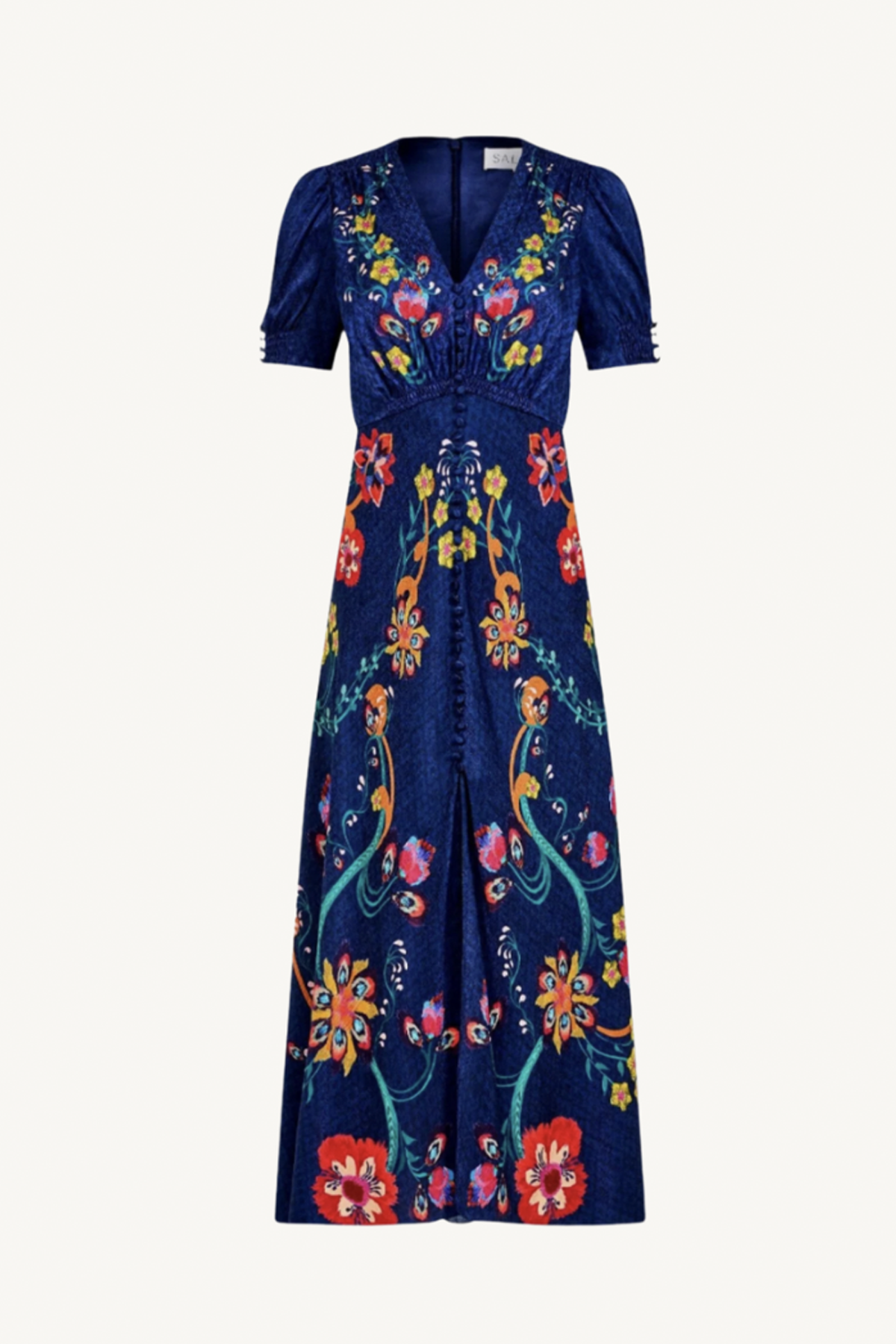lea long dress - corsage bloom placement