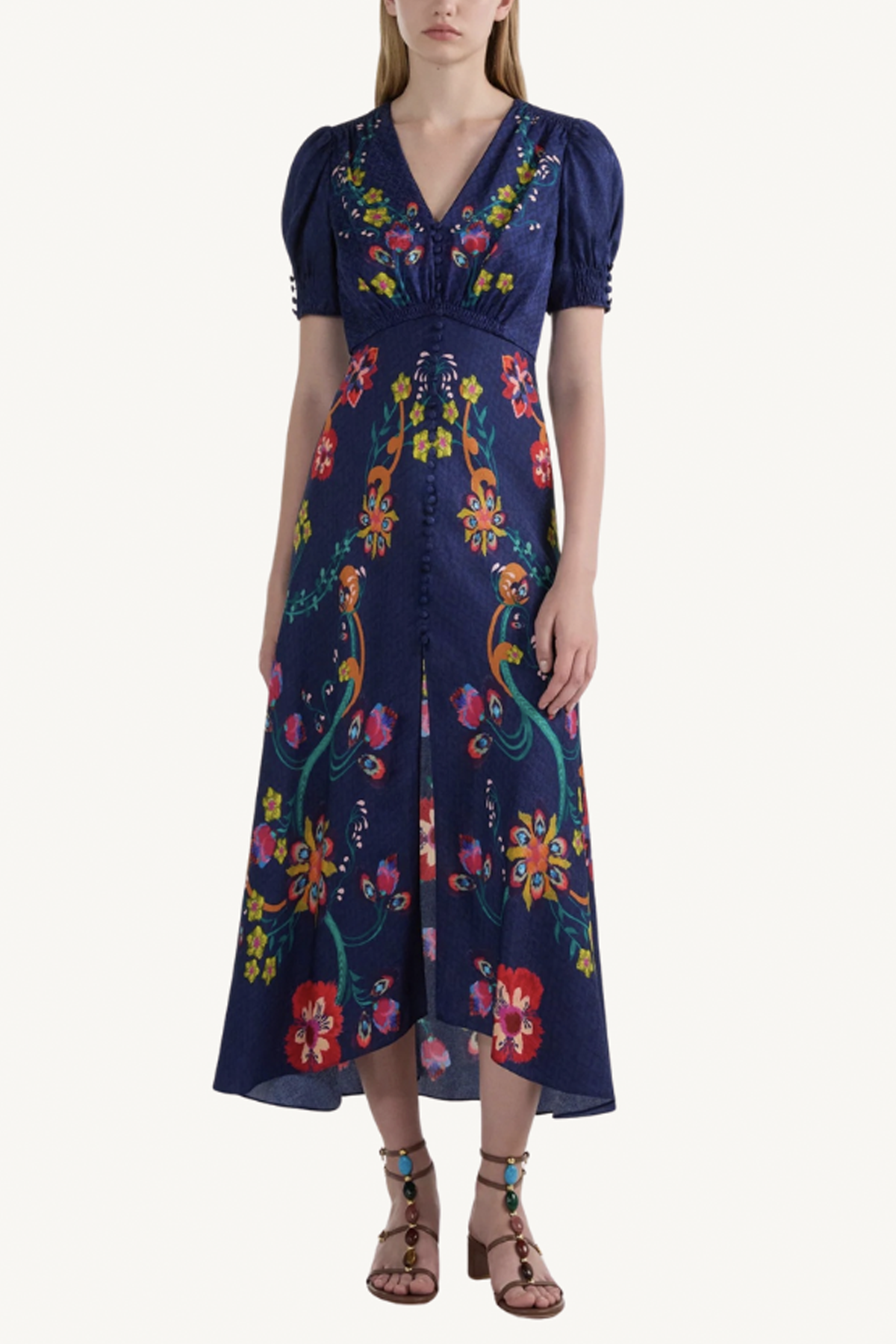 lea long dress - corsage bloom placement