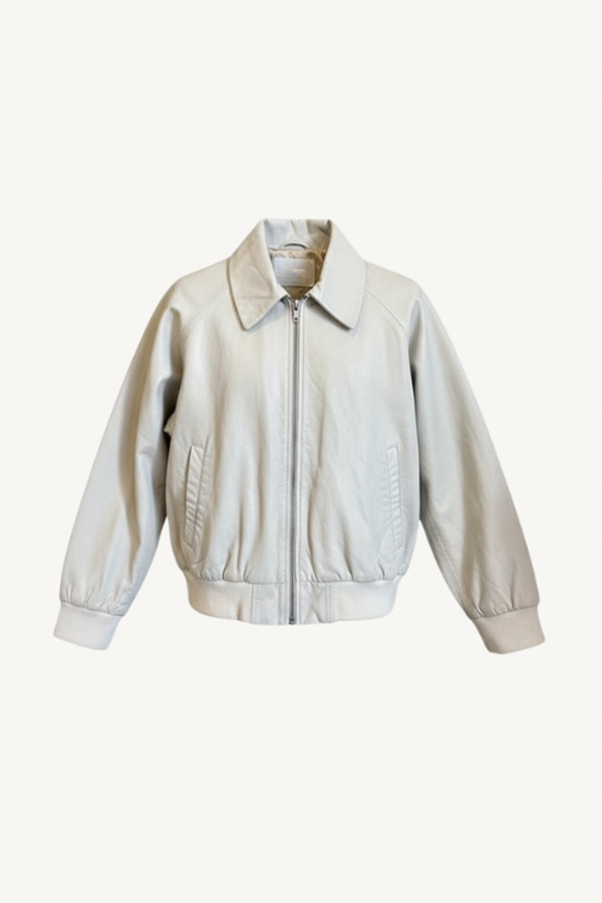 leather bomber jacket - bone