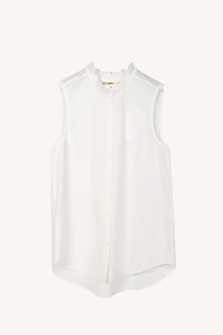 lia sleeveless shirt - white pinstripe