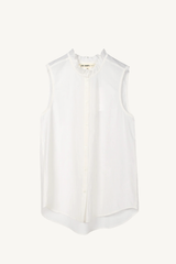 lia sleeveless shirt - white pinstripe
