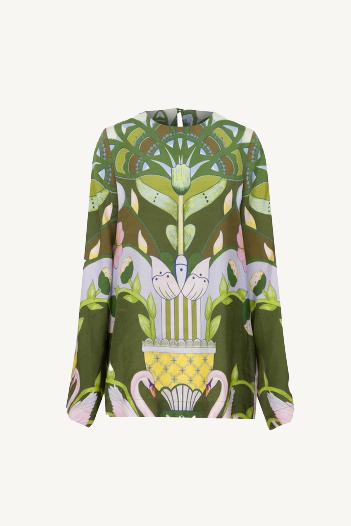 lilian top - green multicolor print