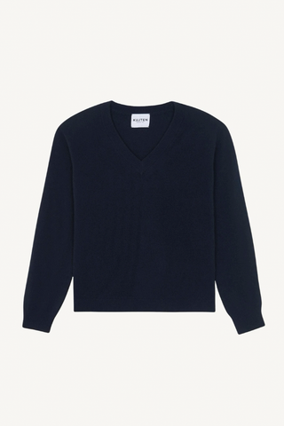 lita v neck sweater - marine fonce