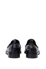 alexa soft penny loafer - black embossed croc