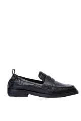 alexa soft penny loafer - black embossed croc